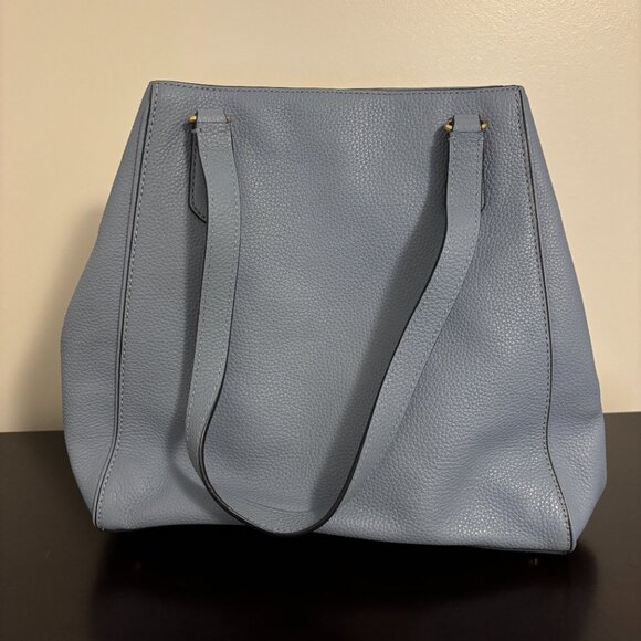 Lauren Ralph Lauren Blue Leather Embossed Logo and Anchor Tote - Picture 4 of 11